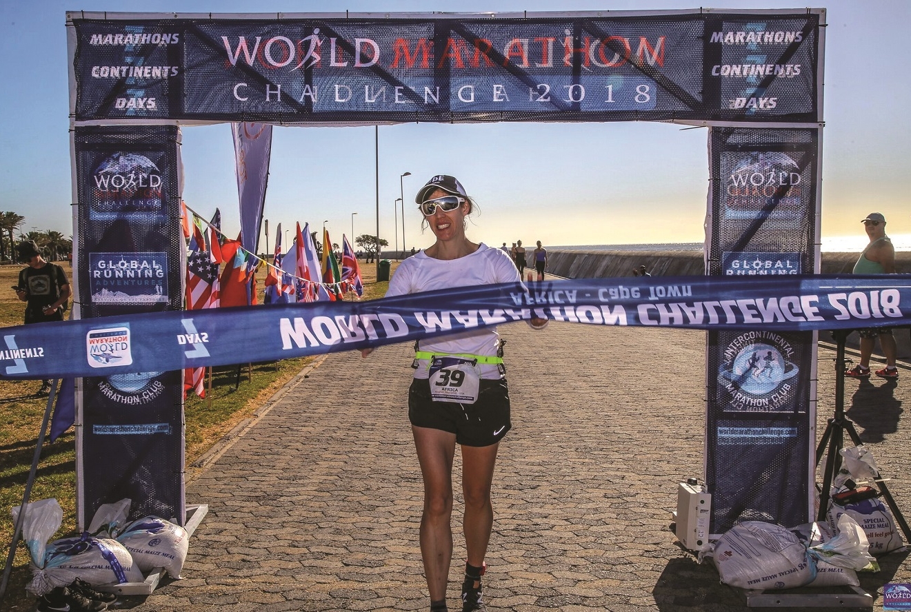 Woman running in a race