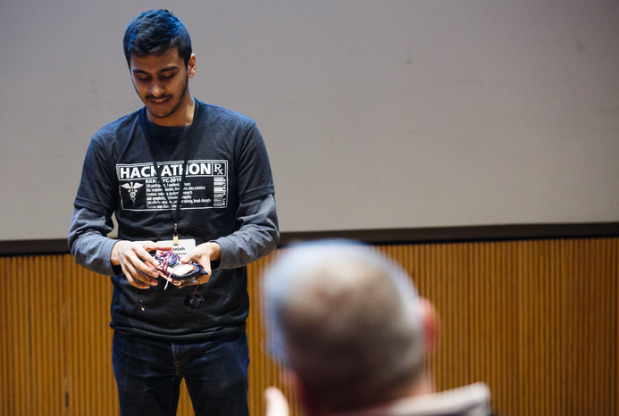 Student in an auditorium