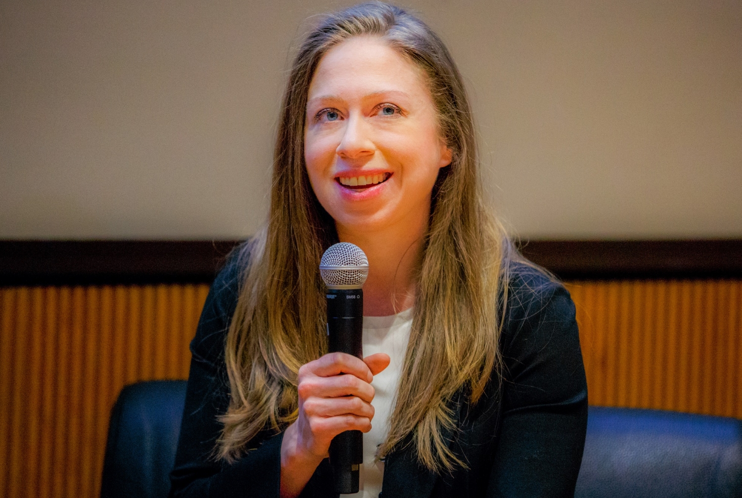 Woman in an auditorium
