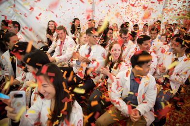 Ashley Jones. Students celebrating at an event